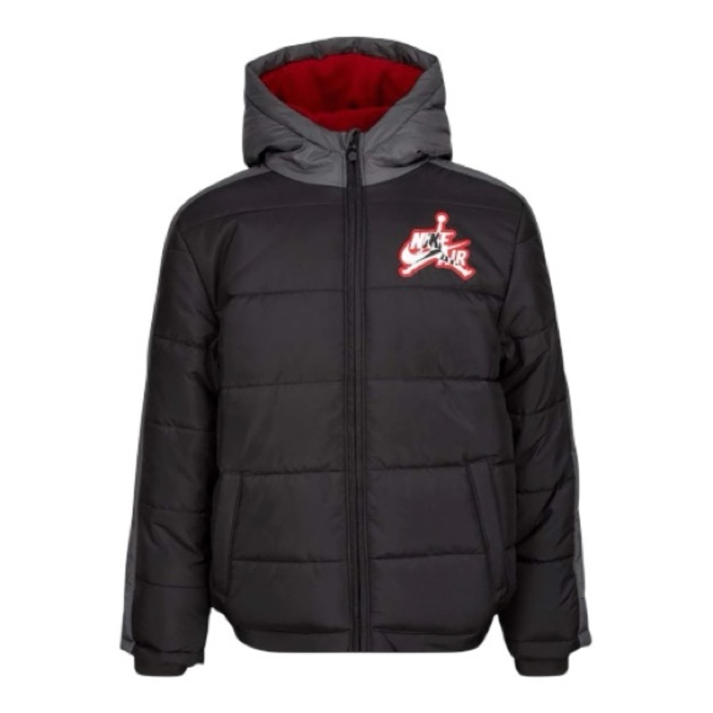 Jordan Boys Youth Jumpman Puffer Black Layered Look Zip Hoodie Jacket Large Boys